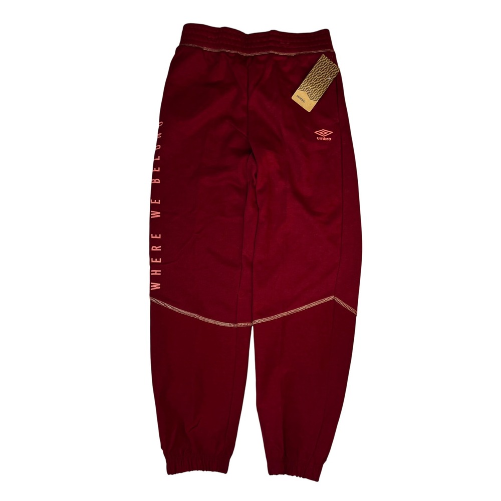Umbro Kids Joggers Rhubarb Burgundy Beyond The Pitch Pants Size M 10/12 NEW